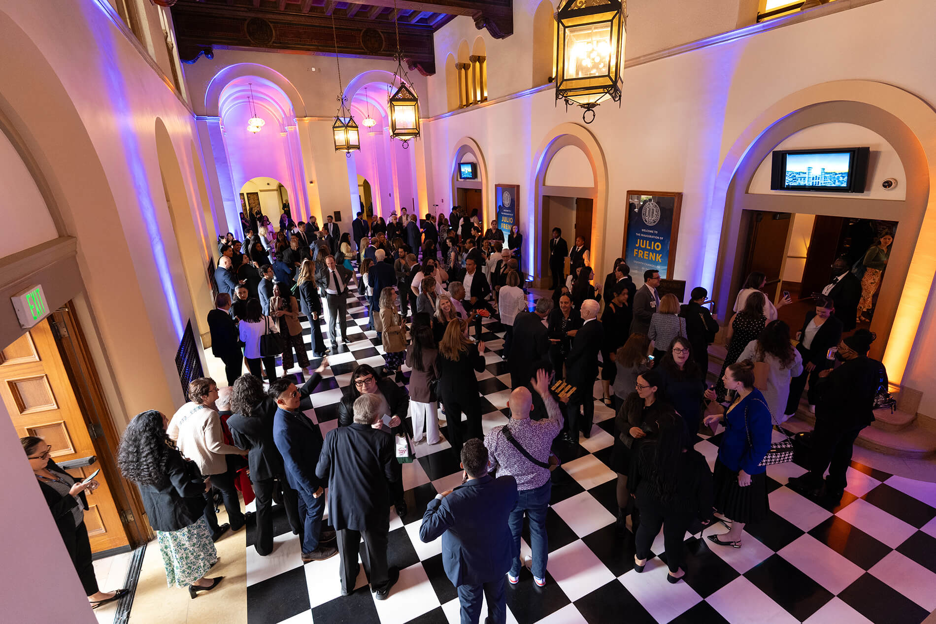 Attendees mingling at Royce Hall