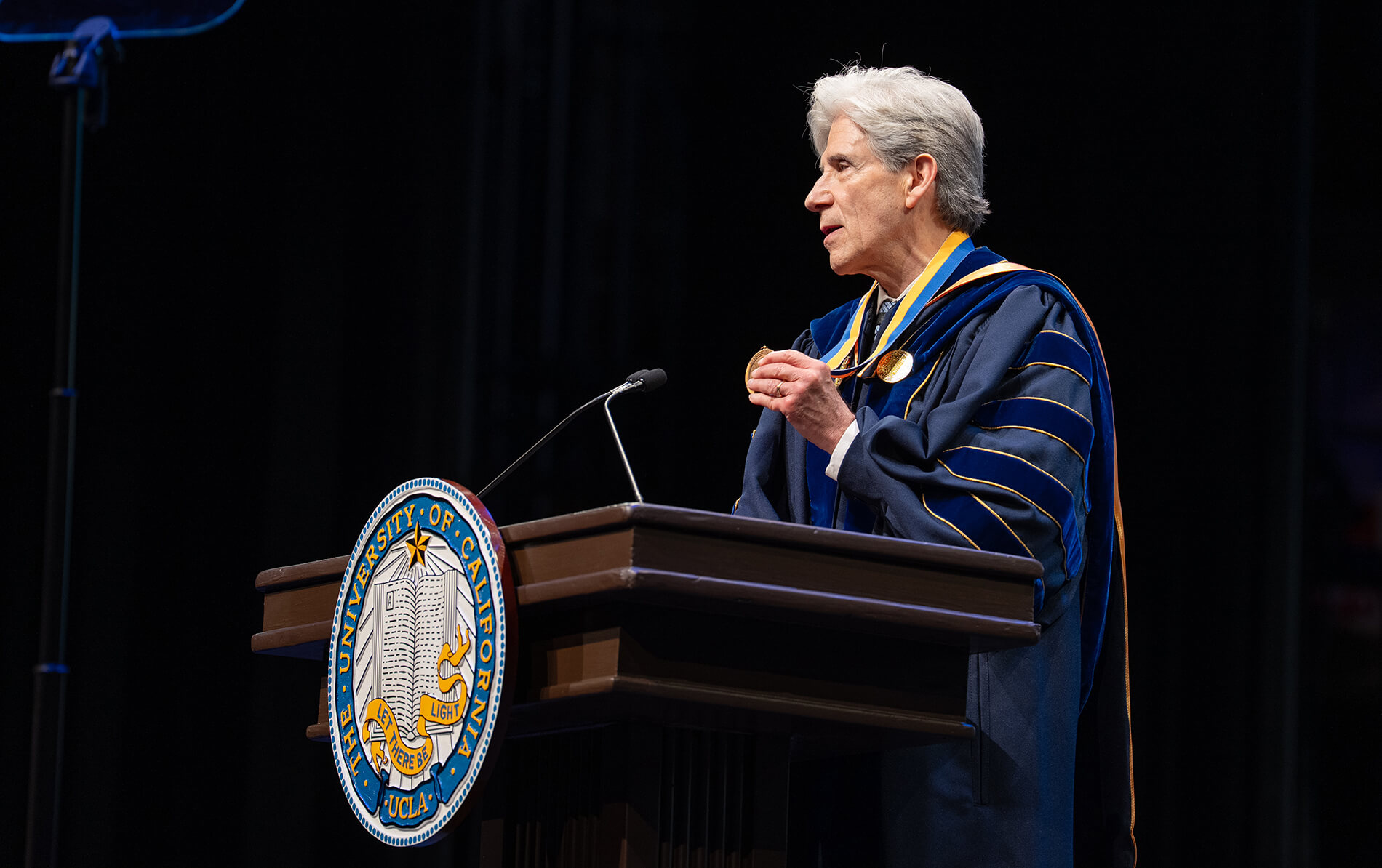 Chancellor Frenk on podium