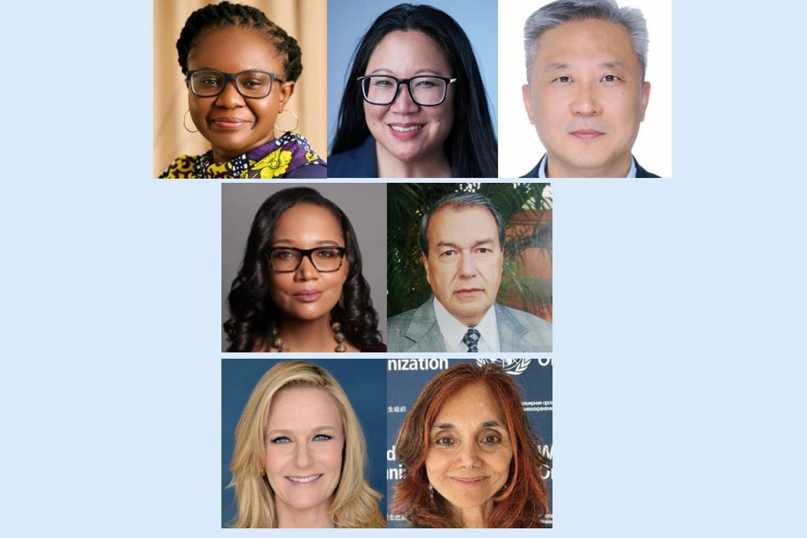 Top row: Patience Afulani, Mary Anne Foo and Na He
Middle row: Cozette Lyons-Jones and Manuel Roberto Calderón Pinzón
Bottom row: Anne Rimoin and Ritu Sadana
